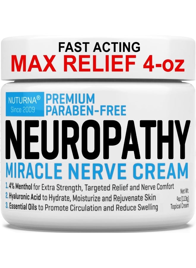 Nuturna Neuropathy Cream - Maximum Strength Relief Cream for Feet, Hands, Legs, Toes, Support - Large 4 oz Ultra Strength Arnica, MSM, Menthol, Soothing, Fast-Acting - Image 1